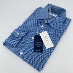 Eton Dress Shirt Mens XL 17 - 43 Colorful Plaid York Slim Fit Collared Button Up